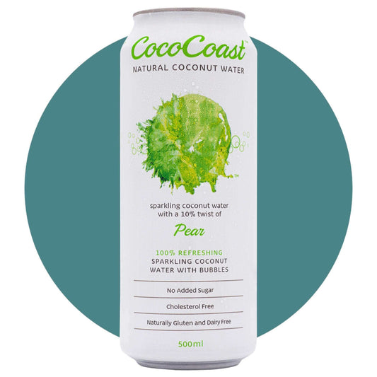 Coco Coast Sparkling Pear Coconut Water (500ml) is Gluten Free, Vegan, Dairy Free, Nut Free and Soy Free.