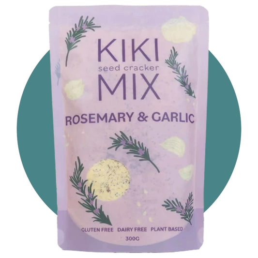 KIKI Rosemary and Garlic seed cracker mix (300g) is Gluten Free, Vegan, Dairy Free, Nut Free and Soy Free.