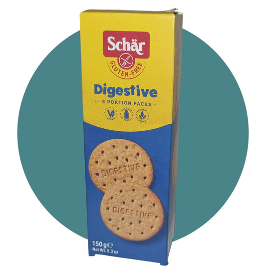 Schar Digestive Biscuits (150g)are Low FODMAP, Gluten Free, Vegan, Dairy Free and Nut Free.